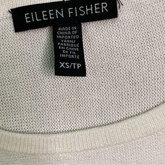Eileen Fisher Cream Tencel Lyocell and Silk Blend Crewneck Short Sleeve Sweater - Picture 8 of 8